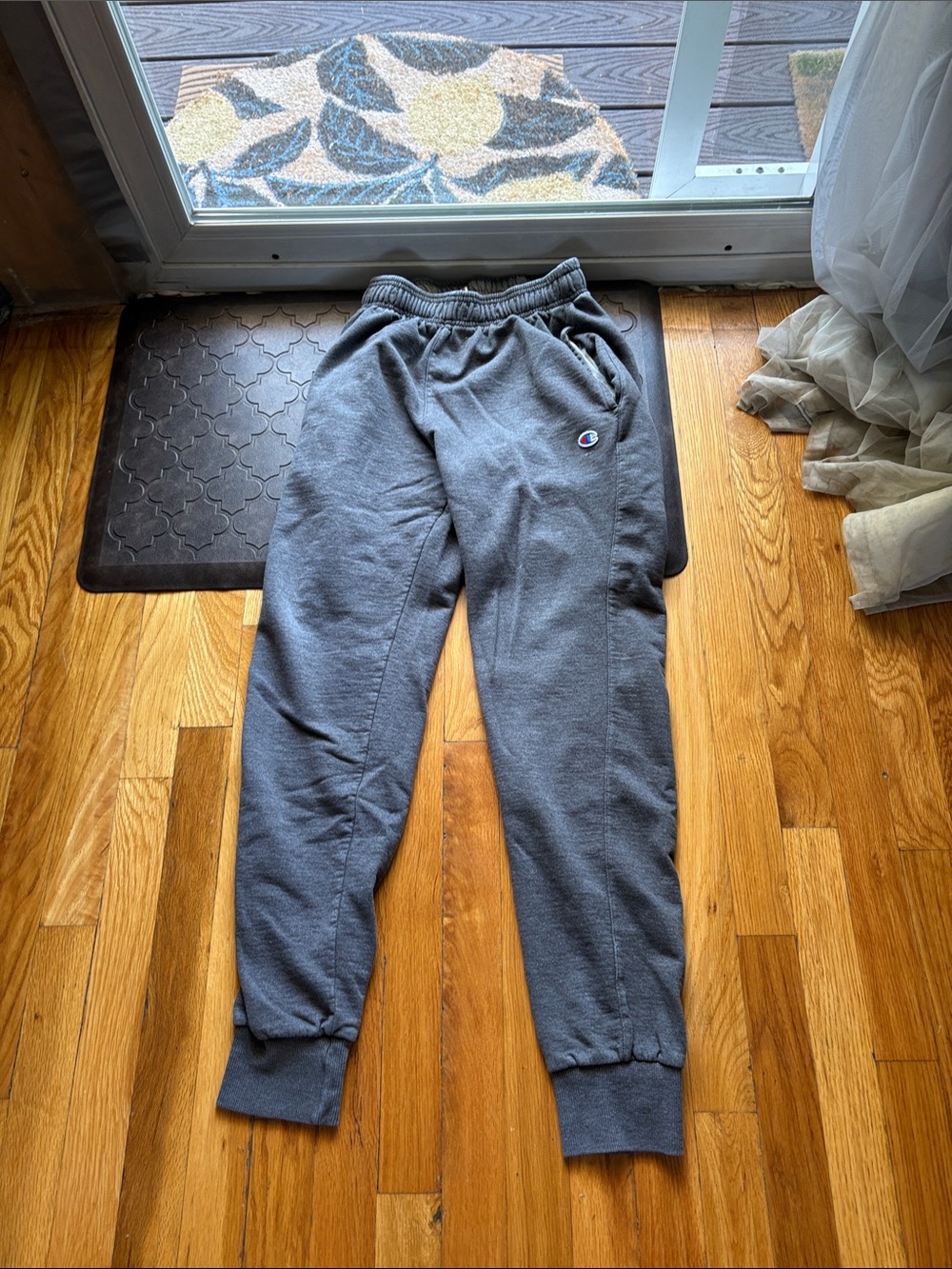 Champion Dark Gray Sweat Joggers with Logo Patch